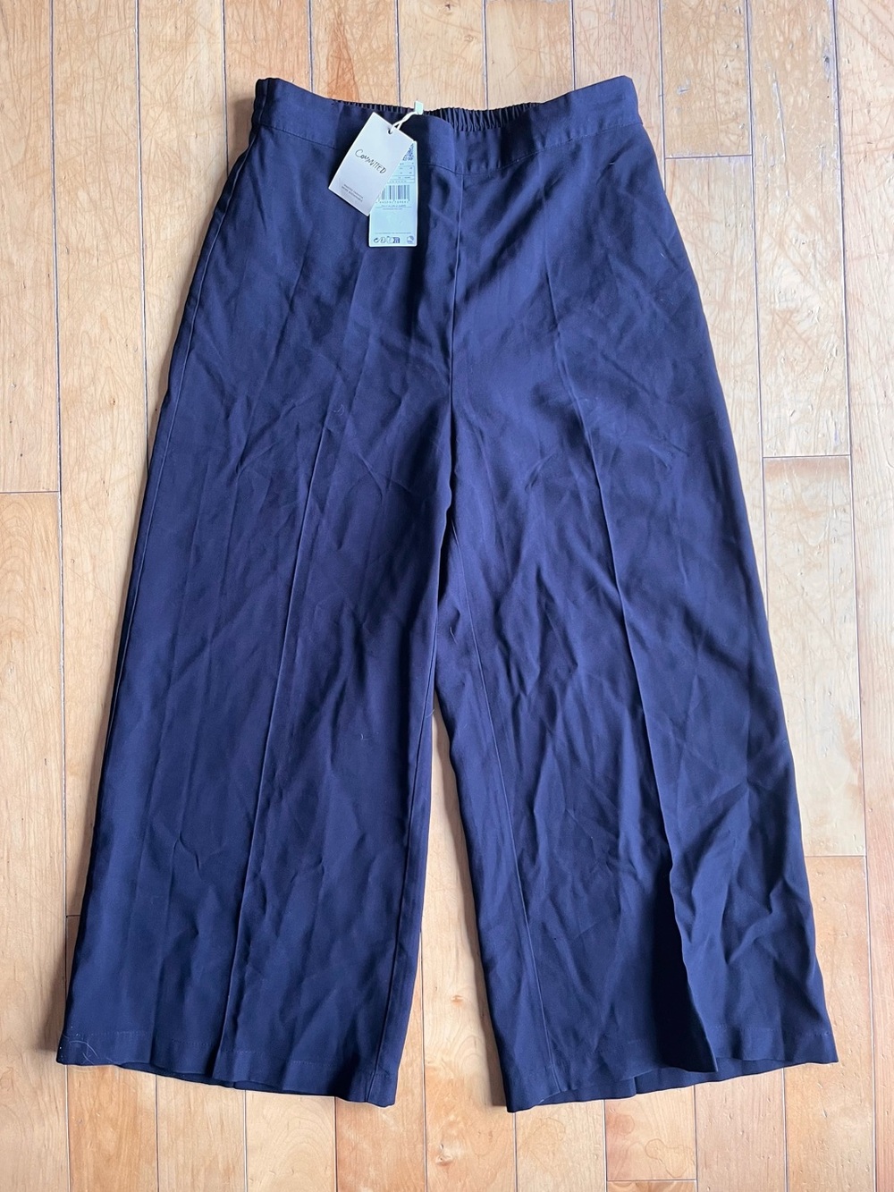 Mango Wide‑Leg High‑Waist Navy Pants Size Medium